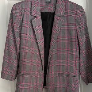 Soho Gray and Pink Plaid Blazer